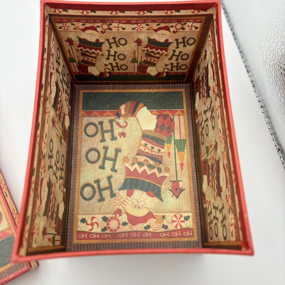 The Lang Bowman Company Gift Box Red Santa Ho Ho Ho Folk Art 2005 - Picture 2 of 7